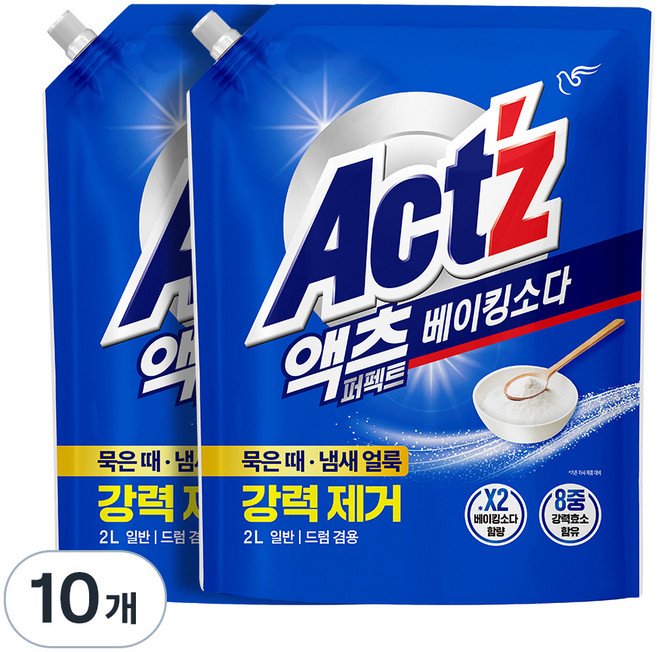 액츠 퍼펙트 베이킹소다 액상세제 리필, 2L, 10개