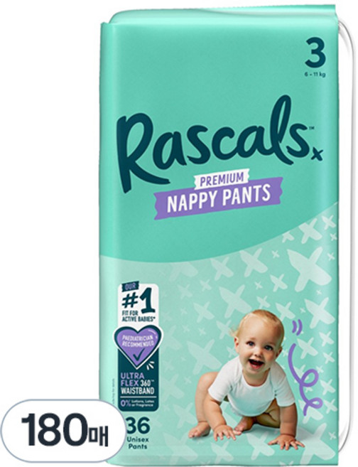 라스칼프렌즈 프리미엄 팬티형 기저귀, 3단계, 180매