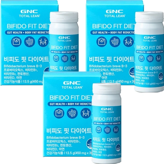 GNCTOTALLEAN 비피도 핏 다이어트 유산균, 30정, 3개 - 쿠팡