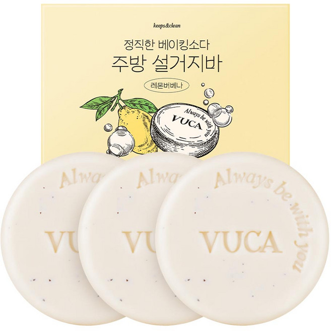 뷰카 정직한 베이킹소다 주방 설거지바 레몬버베나 3p, 120g, 1세트