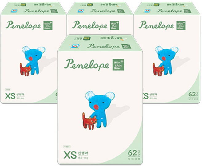 페넬로페 씬씬씬 플러스 밴드형 기저귀, 1단계, 248매