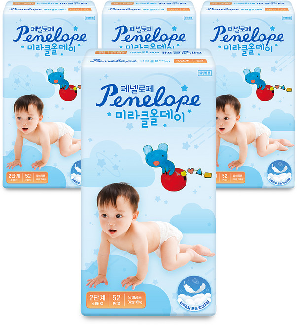 페넬로페 뉴 미라클 올데이 밴드형 기저귀 남여공용, 2단계, 208매