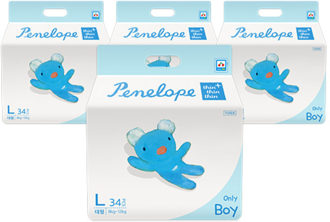 페넬로페 씬씬씬 플러스 팬티기저귀 남아용, 4단계, 136매