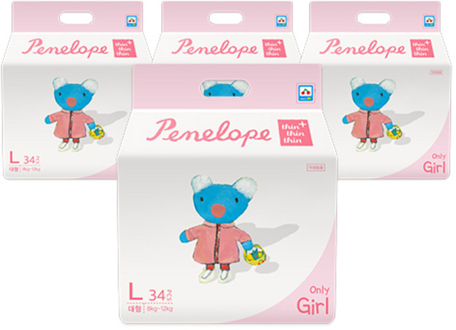 페넬로페 씬씬씬 플러스 팬티기저귀 여아용, 4단계, 136매