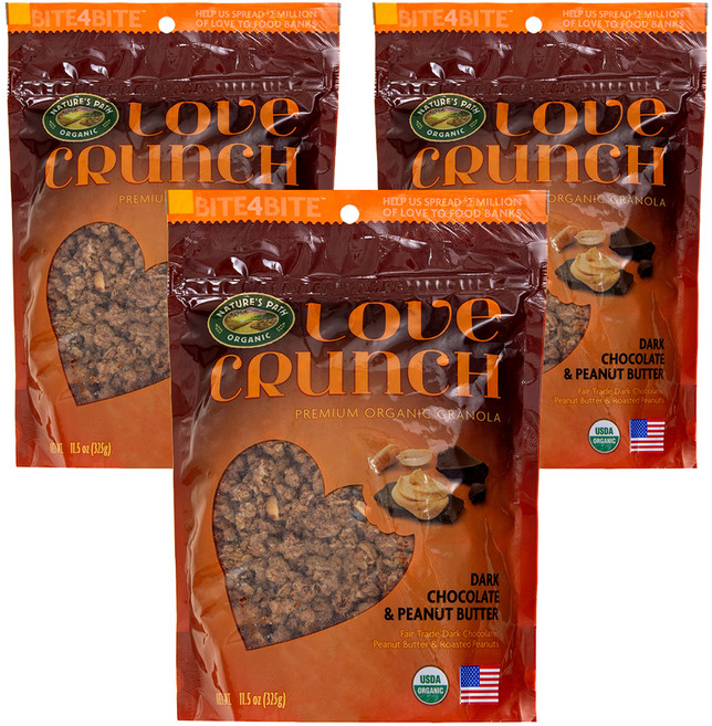 네이쳐스패스 러브 크런치 다크초코 앤 피넛버터 그래놀라 시리얼, 325g, 3개