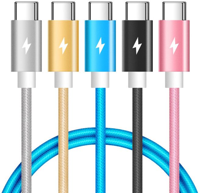 홈플래닛 PD 60W CtoC 초고속충전 패브릭 케이블, 혼합색상, 5개, 1.5m