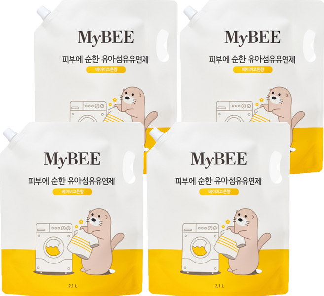 마이비 피부에 순한 유아 섬유유연제 베이비코튼향 리필, 2.1L, 4개