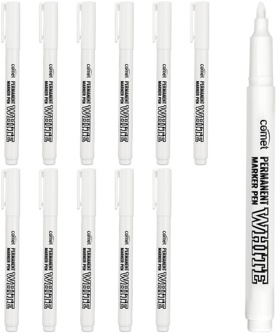 코멧 영구 마카펜 화이트, 12개, 1색