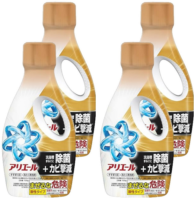 ARIEL 日本原裝進口 超濃縮抗菌抗臭洗衣精 全效抗菌 金色, 700g, 4瓶