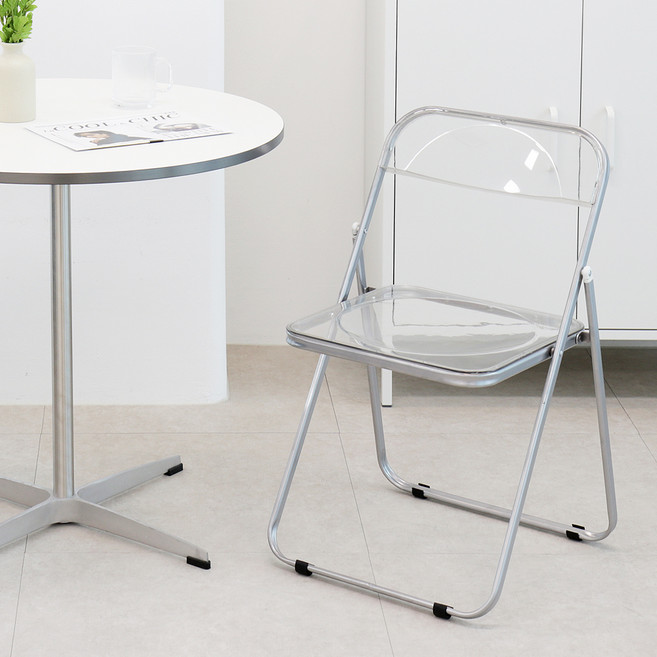 코멧 미드센추리 인테리어 접이식 아크릴 의자, 투명, 1개