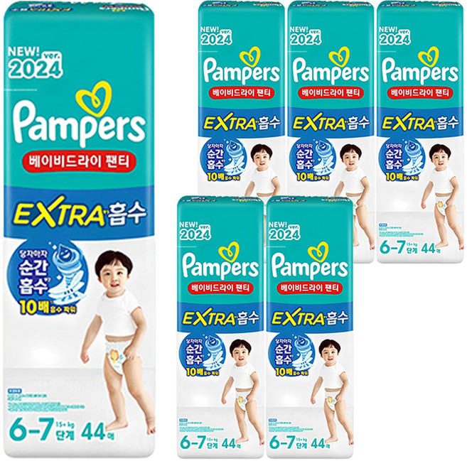 팸퍼스 베이비 드라이 엑스트라 흡수 팬티형 기저귀, 6단계, 264매