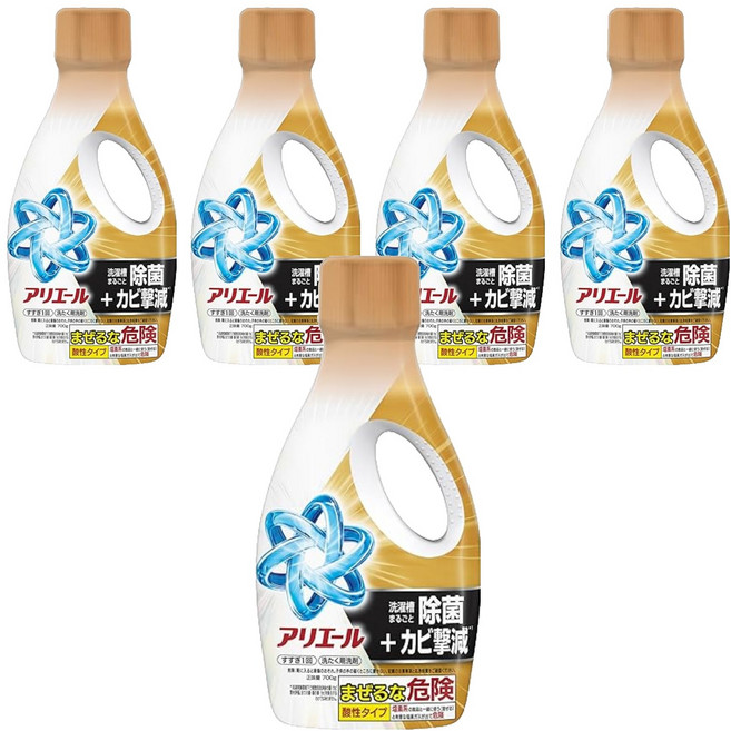 ARIEL 日本原裝進口 超濃縮抗菌抗臭洗衣精 全效抗菌 金色, 700g, 5瓶