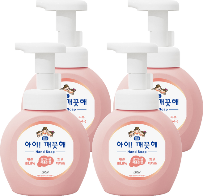 아이깨끗해 항균 폼 핸드솝 복숭아향, 250ml, 4개