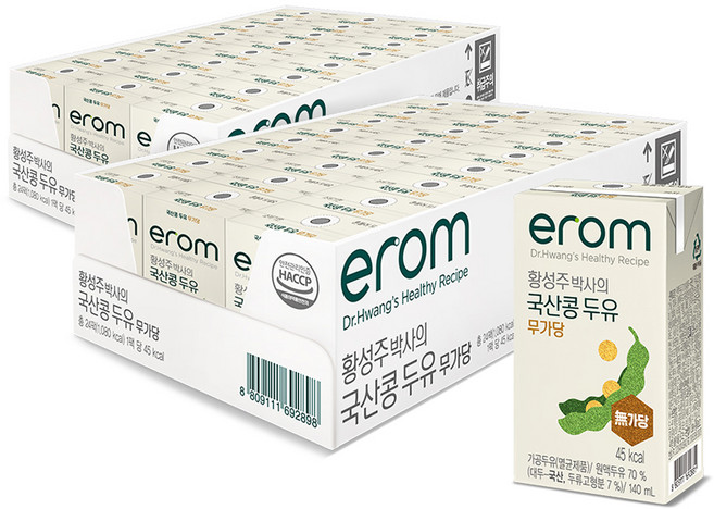 이롬 황성주 박사의 국산콩 두유 무가당, 140ml, 48개