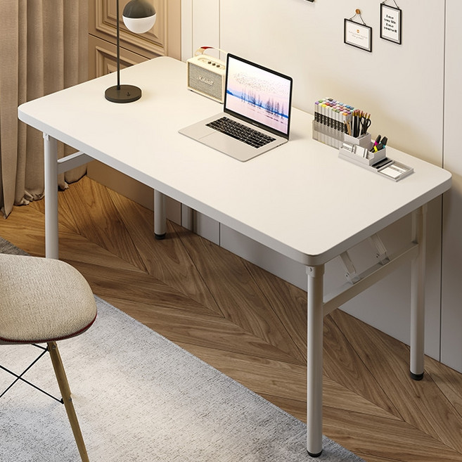 오브민 LPM 공간활용 철제 접이식 스틸 책상 식탁 테이블, 화이트, 4인용