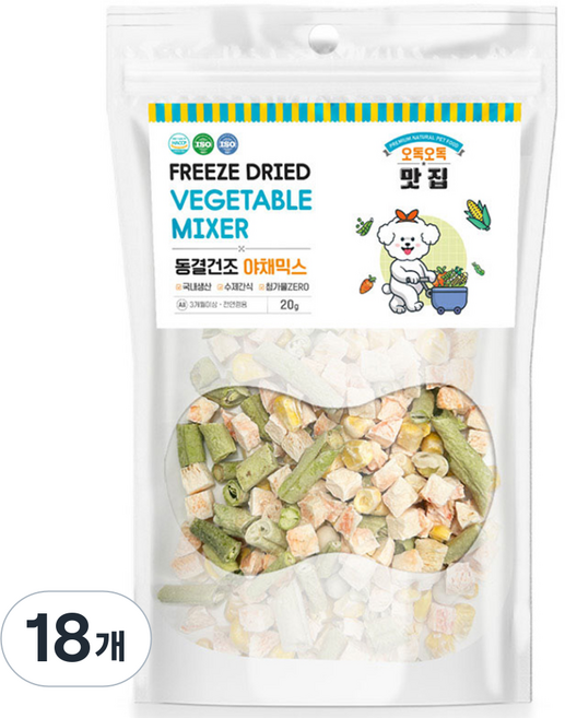 제이그린푸드 반려동물 오독오독맛집 동결건조 간식, 야채믹스, 20g