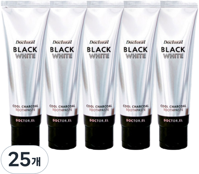 닥터이엘 블랙화이트 미백 숯치약, 120g, 25개