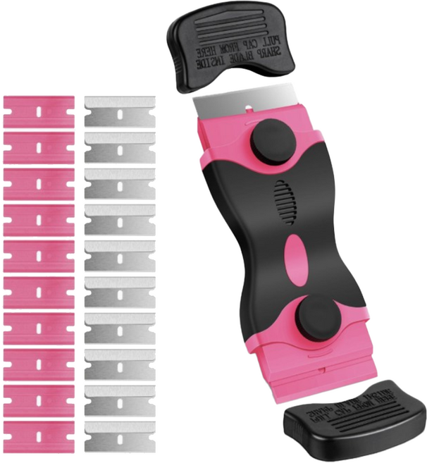 요모픽 다용도 양날 스크래퍼 + 리필용 쇠날 10p + 플라스틱날 10p 세트 핑크, 1세트