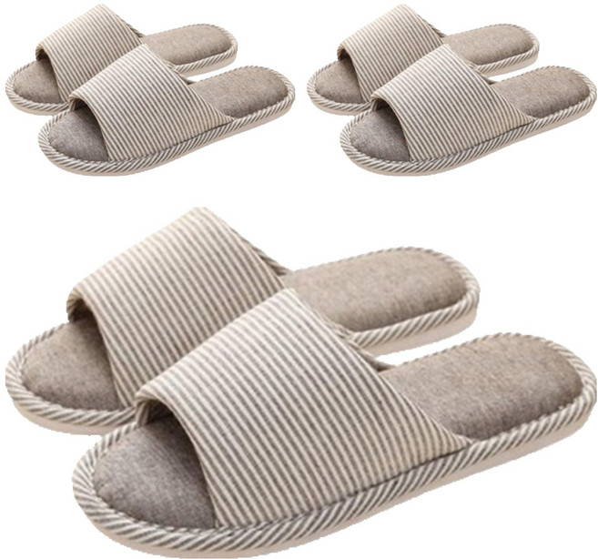 아리코 스트라이프 거실화, 브라운, 3개