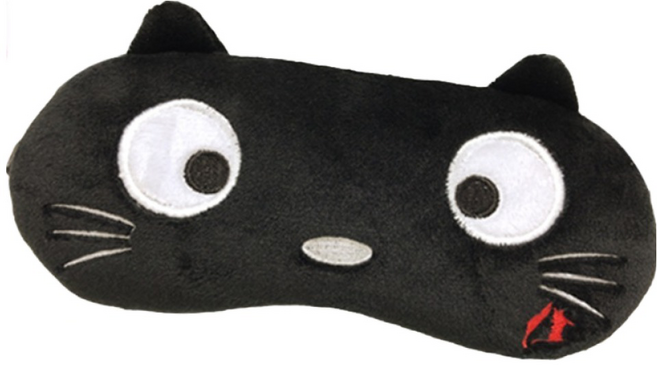 KawaDenki USB 舒壓香薰恆溫款熱敷眼罩 黑貓 可愛造型設計 舒緩眼部疲勞, 1入, 1個