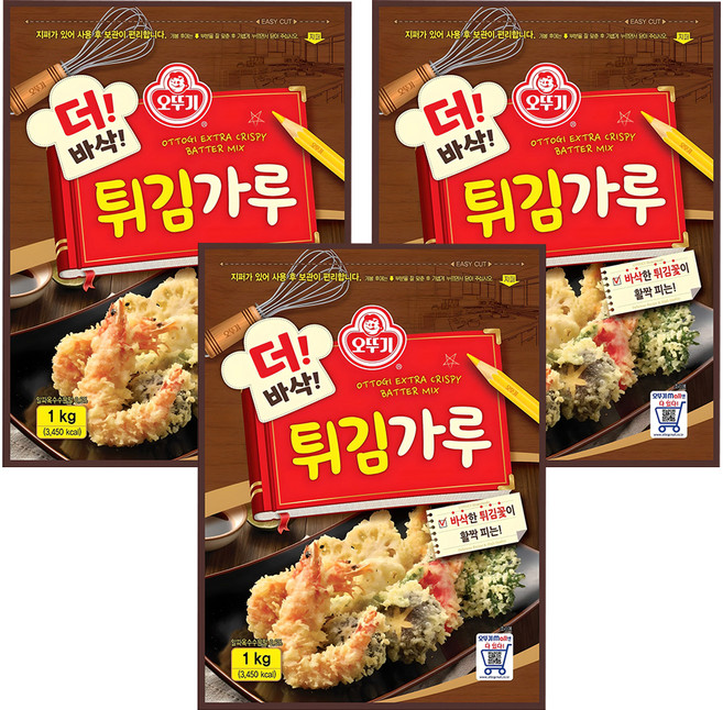 오뚜기 더 바삭 튀김가루, 1kg, 3개