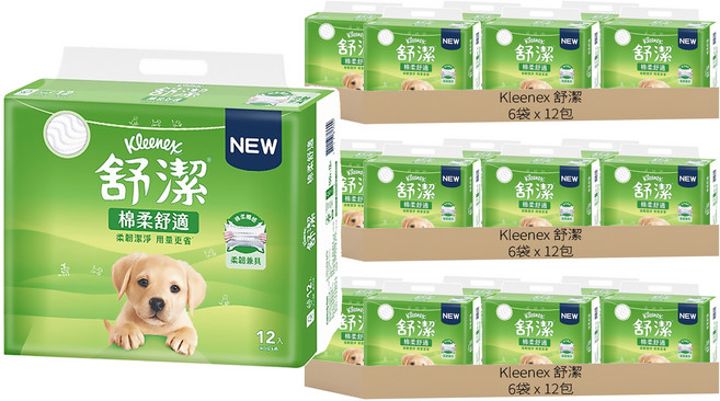 Kleenex 舒潔 棉柔舒適抽取衛生紙, 12包, 18袋
