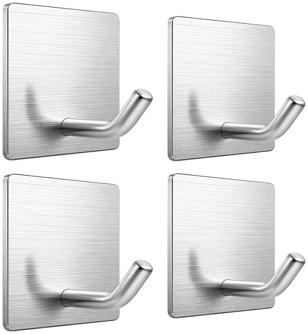 코멧 홈 304 스테인레스 접착식 후크, 실버, 4개