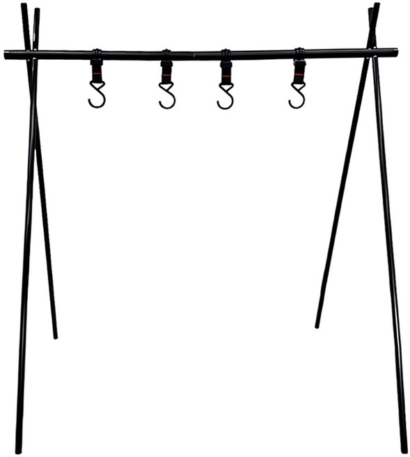 露營三角置物架 附掛勾 480 x 60 x 60mm 330g 1個 無色, 黑色, 1層