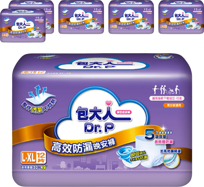 Dr.P 包大人 高效防漏晚安褲, 6包, 12片, L~XL