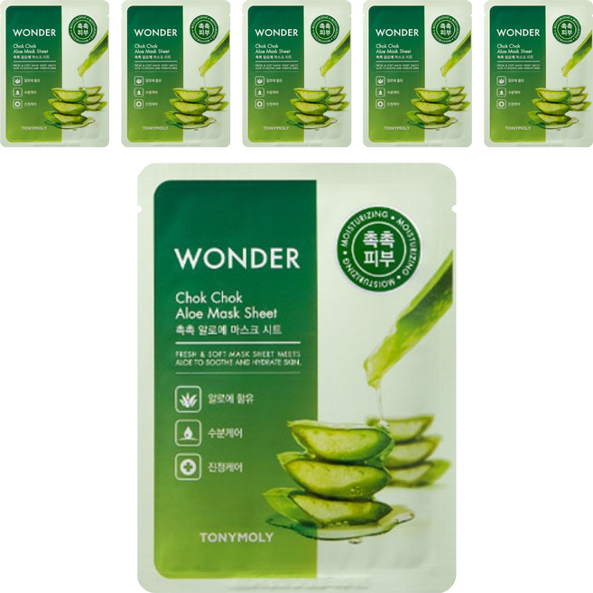 토니모리 원더 알로에 촉촉 마스크 시트, 1개입, 6개