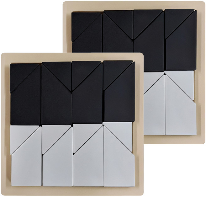 益智玩具 隱藏積木 12 x 12 x 1.5cm 3歲以上, 黑色 + 白色, 2個