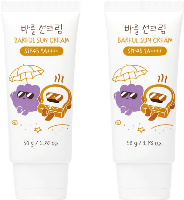 FRANKLIIN 브레드이발소 아기 바를 선크림 SPF45 PA++++, 2개, 50ml