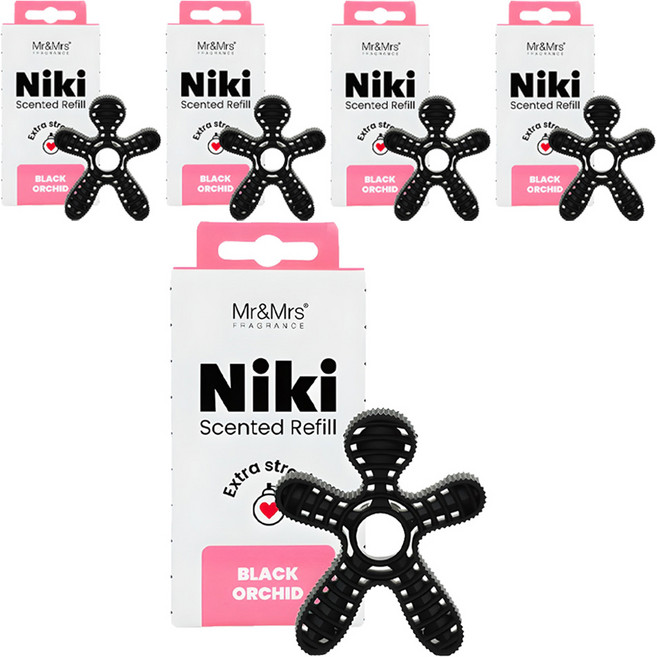 Mr&Mrs FRAGRANCE Niki 車用芳香劑補充蕊, 黑蘭花, 5個