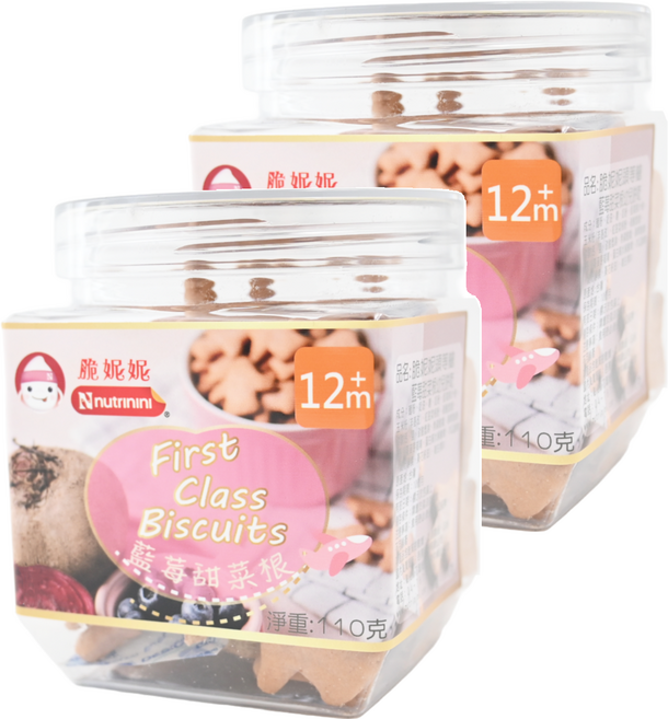 Nnutrinini 脆妮妮 頭等艙飛機餅 1歲以上, 藍莓甜菜根, 110g, 2罐