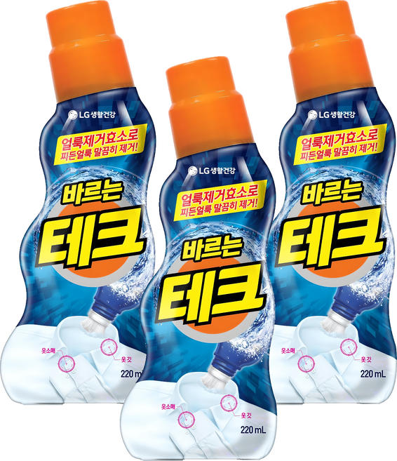 테크 바르는 섬유 얼룩제거제, 220ml, 3개