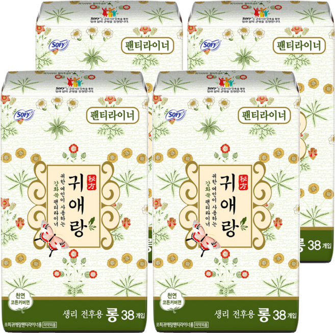 귀애랑 팬티라이너, 롱, 38개입, 4개