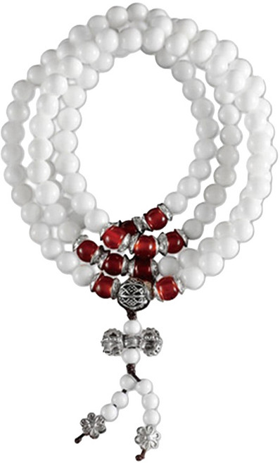 財神小舖 108珠紅瑪瑙藏銀硨磲手鍊