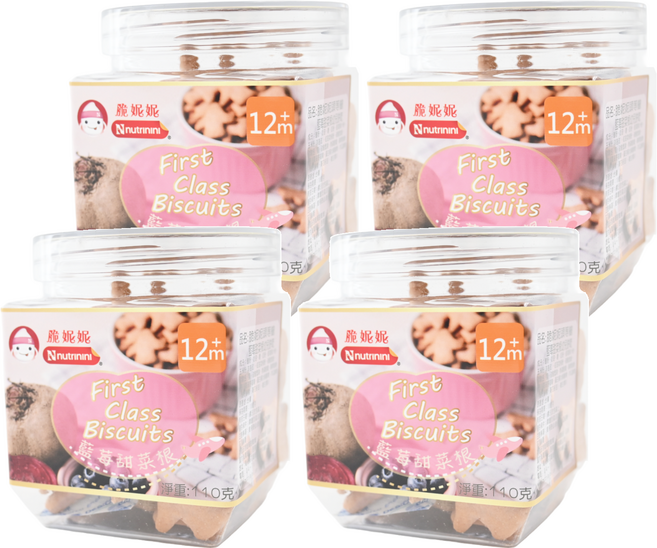 Nnutrinini 脆妮妮 頭等艙飛機餅 1歲以上, 藍莓甜菜根, 110g, 4罐