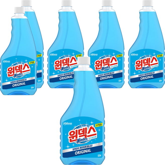 윈덱스 스프레이 유리세정제 리필, 500ml, 6개