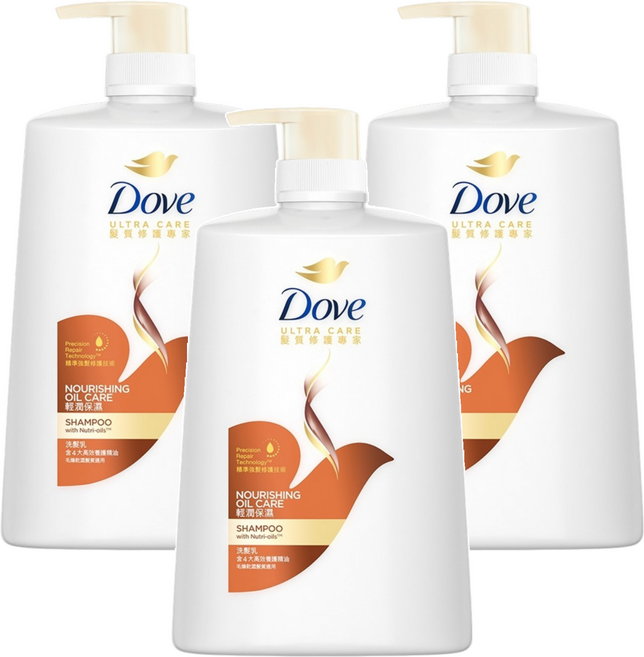 Dove 多芬 輕潤保濕洗髮乳, 1L, 3瓶