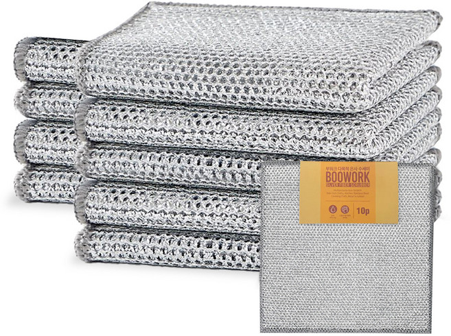 부워크 다목적 두겹 은사 수세미, 10개, 1개입