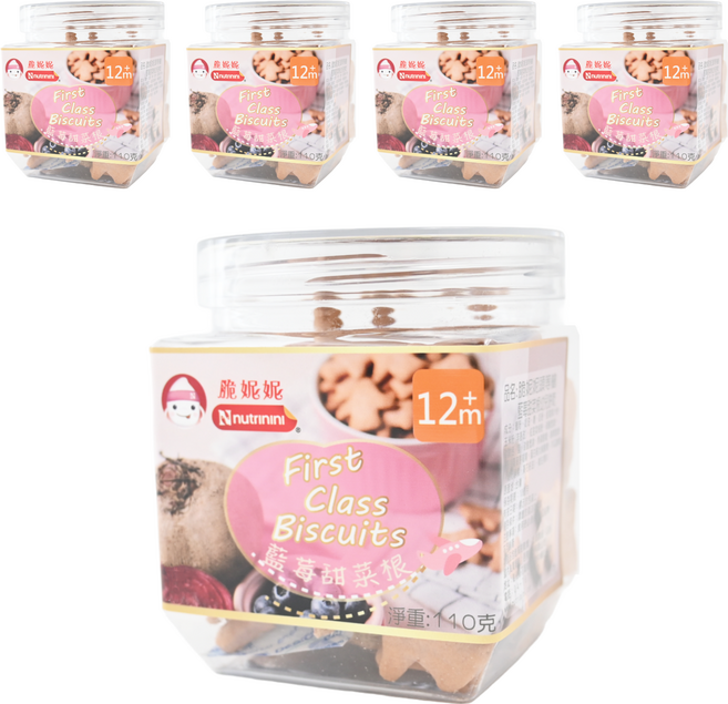 Nnutrinini 脆妮妮 頭等艙飛機餅 1歲以上, 藍莓甜菜根, 110g, 5罐