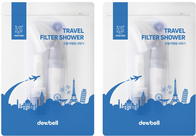 듀벨 여행용 샤워기 + 필터 세트, 2개, 혼합색상