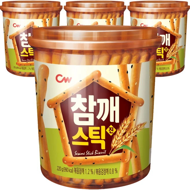 청우식품 참깨스틱 진, 220g, 4개 - 쿠팡