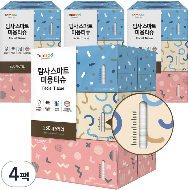 탐사 미용티슈 독일더마테스트 엑설런트등급, 250매입, 24개