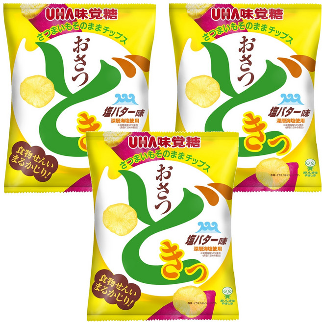 UHA 味覺糖 甘薯心動薯片 鹽奶油風味, 65g, 3包
