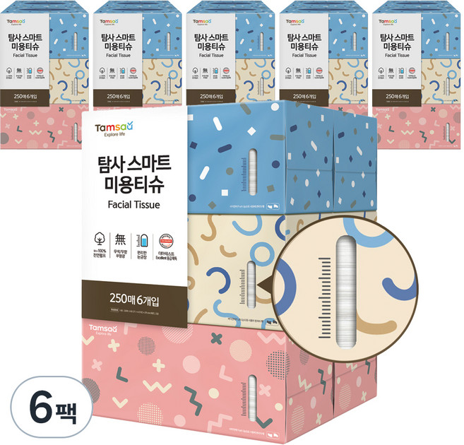 탐사 미용티슈 독일더마테스트 엑설런트등급, 250매입, 36개