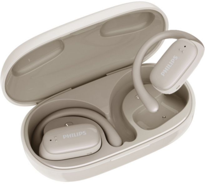 필립스 ENC 노이즈캔슬링 오픈형 블루투스 무선 이어폰, TAT3708, 화이트