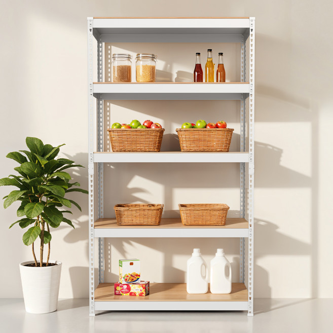 스피드랙 국내 제조 무볼트 조립식 철제 앵글 선반, 화이트, 5단