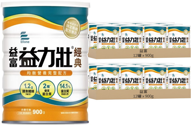 益富 益力壯 經典 均衡營養完整配方, 900g, 24罐